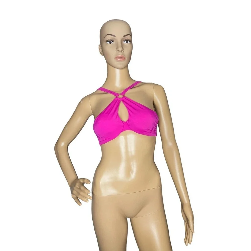 L'Agent by Agent Procovateur Women's Adrina Criss Cross Halter Bikini Top Pink S